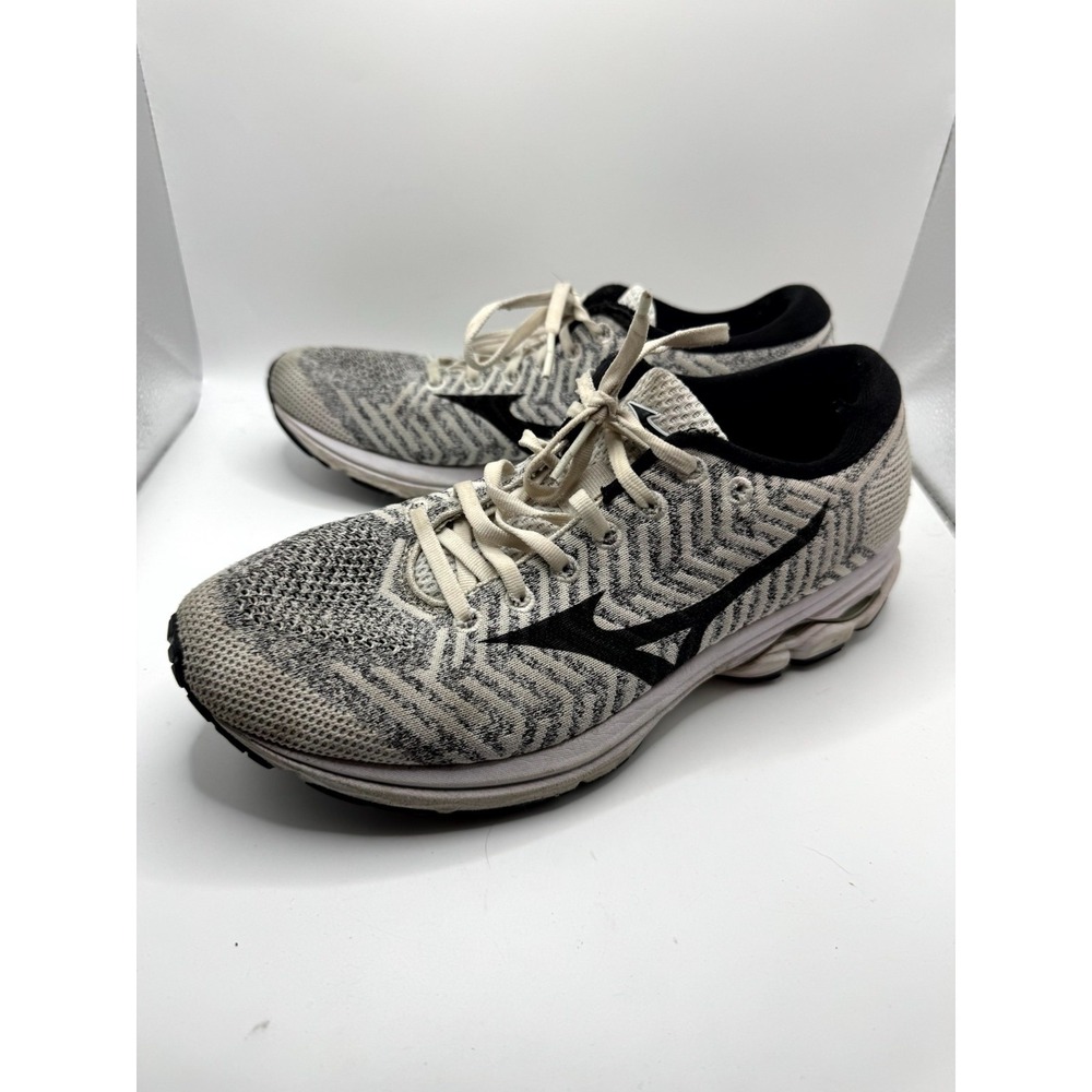 Mizuno Waveknit R2 Mens‎ 8.5 Sneakers White Black Lace Up Athletic Running Shoes